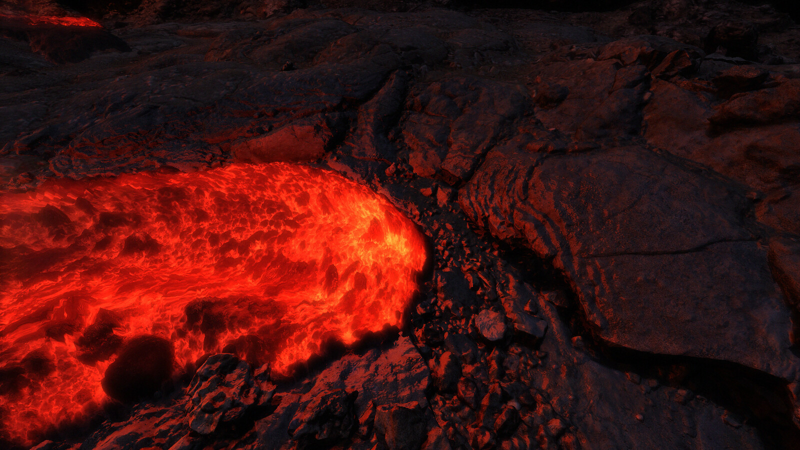 Pahoehoe lava at close range